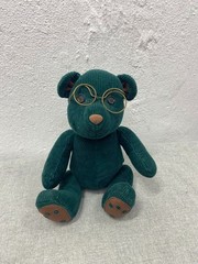 Gund green corduroy sitting bear with glasses 9in plush stuffed animal