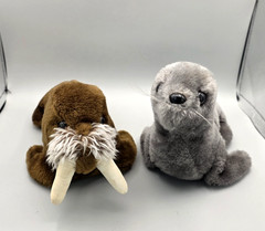 Dakin Plush Walrus and Seal Sea Lion Vintage 70’s Lot of 2