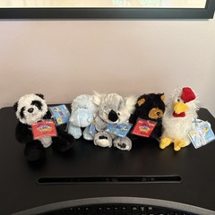Webkinz Lilkinz LOT Panda, Hippo, Koala, Black Bear & Chicken – New Unused Codes