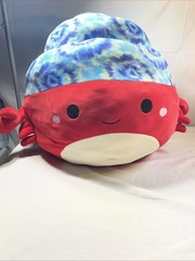 Squishmallows Indie The Hermit Crab Tie Dye Shell 24″ Red Blue White Kellytoy