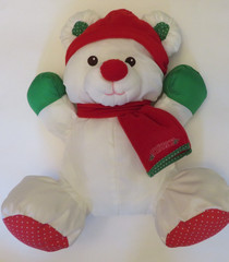 Fisher Price Christmas Puffalump White Bear Plush Red Scarf & Hat 1992 Vintage