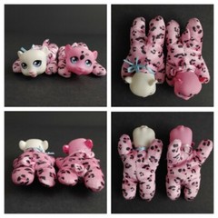 Safari Surprise Bianca and 2 Cubs Babies Pink Leopard Plush Stuffed Toy