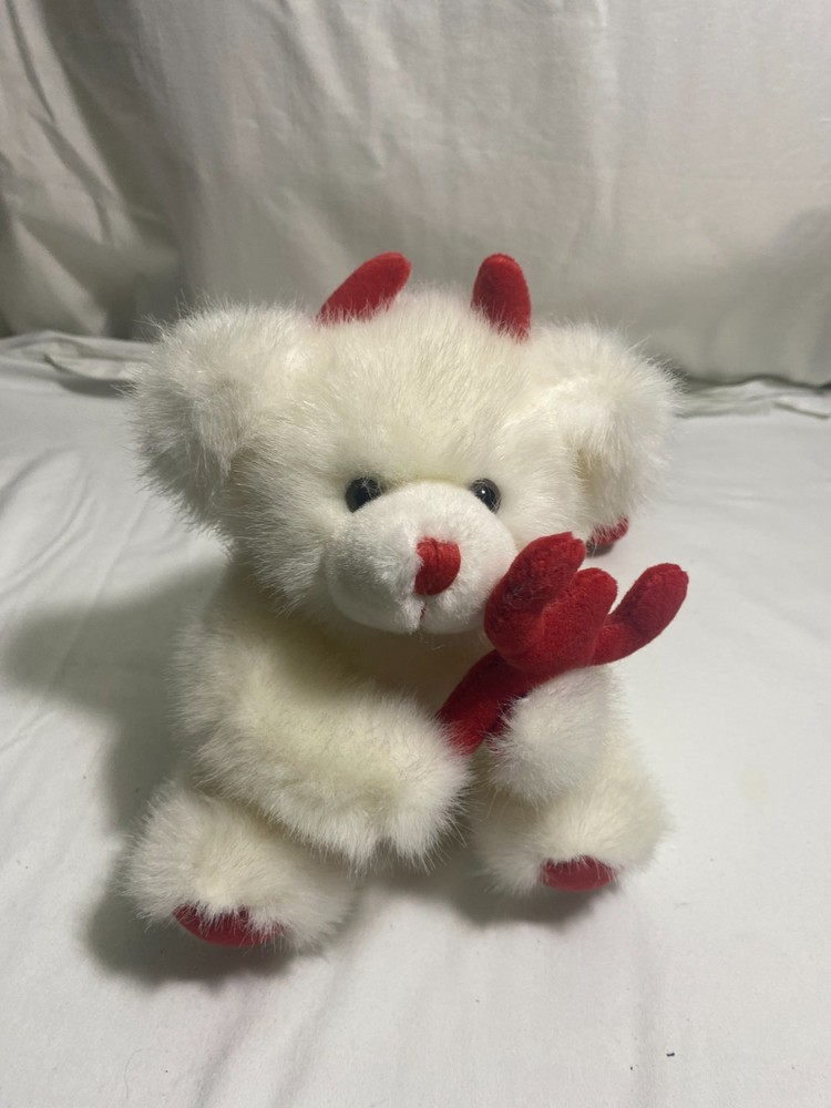 Russ Lil Devil White Red Plush Teddy Bear Devil Valentine Stuffed Animal 8″ NWT