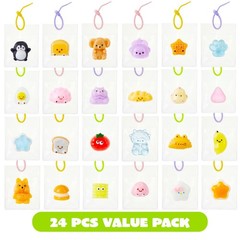 JOYIN 24 Pcs Kawaii Taba Squishy Toy Keychains, Assorted Small, Colorful