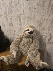 Wild Republic Jumbo Sloth Stuffed Animal Plush Gray/Beige Hand-Crafted #17379