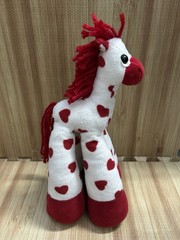 Bestever Funny Feet Horse Plush Valentines Day Pony White Red Hearts 13″