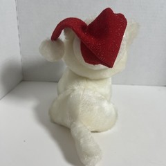 Vintage Armbee Christmas White Kitty Cat Plush Red Santa Hat Bow Tie Holiday