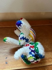 Handmade White w Rainbow Crocheted Small ELEPHANT Stuffed Animal – 5 inches high