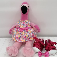 Build-A-Bear Workshop Pink Flamingo Plush 18” With Outfit Dress Shoes Bow EUC