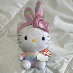 Ty Hello Kitty Rainbow Bunny Ears Small Multicolor Washable Plush Stuffed Animal