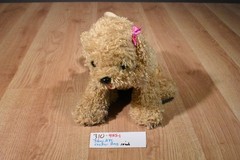 Toby NYC Beige Cocker Spaniel Dog Bag Plush with Pink Bows(310-4165-1)