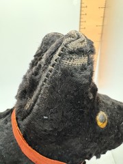 Antique Mohair Scottish Terrier Plush Black Scottie Dog Glass Eyes Vintage 10in