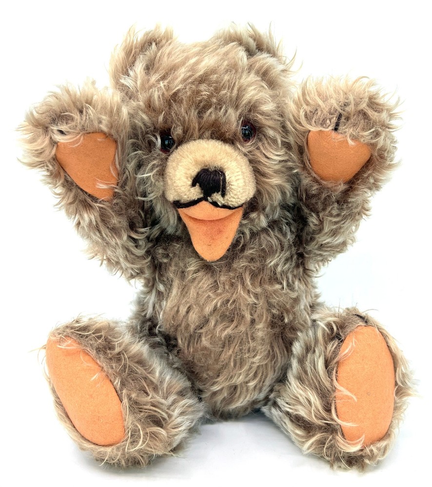 Hermann Zotty Teddy Bear 1950s Tipped Mohair 33cm 13in Jointed Glass Eyes no ID