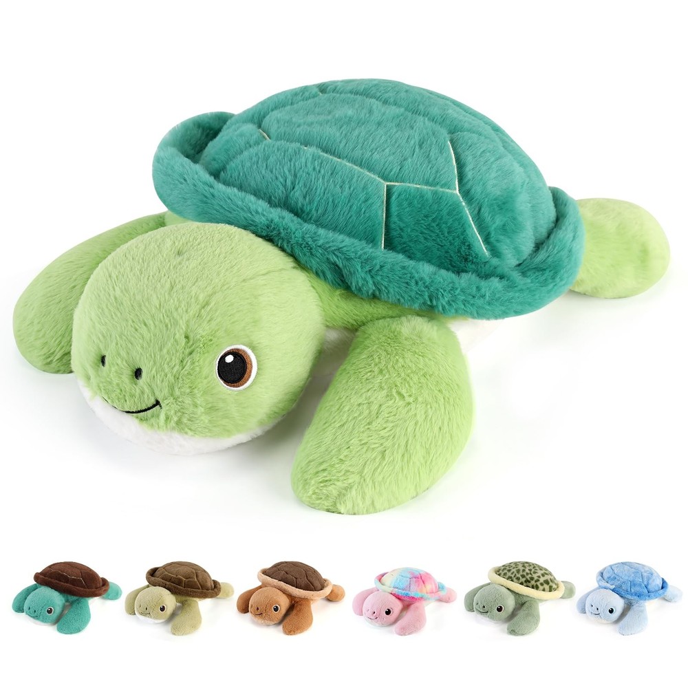 gnomantic Turtle Weighted Stuffed Animals, Plush Pillow Medium, Green
