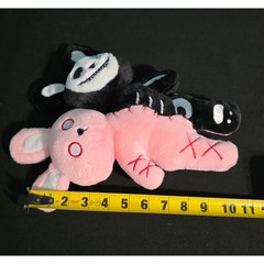 Twin Bunny Skeleton Plush Pink Black Gothic Creepy Cute Stuffed Animal