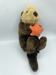 Unipak Plush Sea Otter Orange Starfish Zoo Stuffed Animal Lovey Toy 12″
