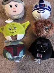 Hallmark Star Wars Fluffballs Plush Lot R2-D2 Yoda Vader Chewbacca (6)