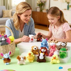 24 Pack Mini Animal Plush Toy Assortment 24 Units 3″ Each, Animals Keychain D…