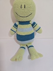 World Market Crochet Frog Plush Doll Toy Stripes 15″ Long