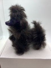 Vintage Purple Poodle Dog Figurine Black Real Fur 4” Collectible Gift- Japan
