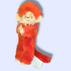 Vintage Red Monchichi Monkey Clip-on Pencil Hugger Atlanta Novelty Rubber Face
