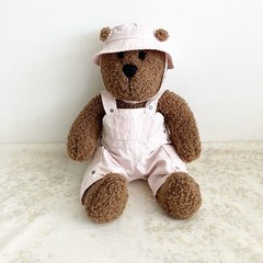PLS READ Vintage 2002 babyGap Teddy Bear Bucket Hat Overalls Plush Pink Brown