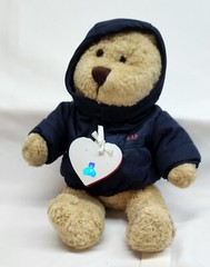 Baby Gap Brown Teddy Bear Blue Hoodie Jacket Share Warmth Limited Ed Brannan NOS