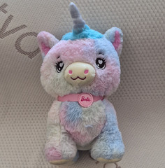 Barbie Pastel Unicorn Stuffed Animal Plush, Multicolor, Washable, Scented