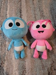 BabyFirst TV GooGoo GaaGaa Giggle Toy Plush Set Blue Pink WORKING