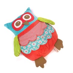 Maison Chic OWL Plush Lovey Pillow Gingham Ditzy Apron RARE HTF 12” Red Teal