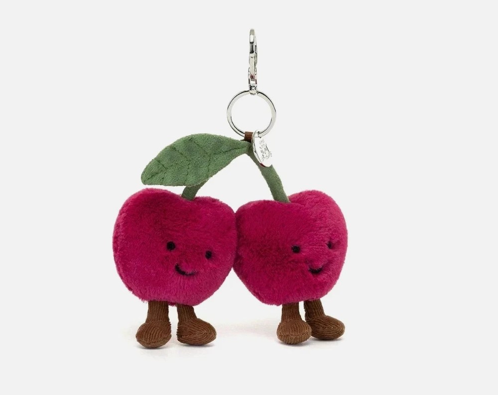 Jellycat Amuseables Cherries Bag Charm Key Chain Plush Cute Gift New with Tags