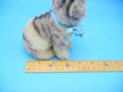 Vintage German STEIFF *Susi* Mohair Striped Tabby Sitting Cat 5″ Button 2780/14
