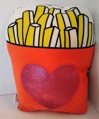 Capelli New York Comfort Food Pillow French Fries Plush Fast Food Glitter Heart