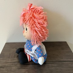 Raggedy Ann Doll 12” Plush Vinyl Face Pink Yarn Hair 1991 Macmillan Vintage