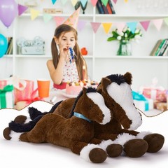 Large Horse Stuffed Animal, Big Horse Plush Toy, Ridable Stuffy Pony for Girl.