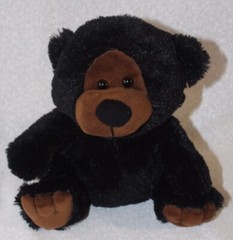Black Bear Plush Jet Black And Brown 10” (no White Flecks)