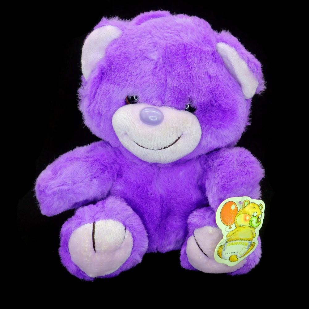 Fairview Vintage 80’s Purple Sitting Teddy Bear Stuffed 9″ Plush Toy
