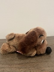 Vintage 1973 R Dakin & Co 6” Dog BROWN Plush Stuffed Puppy Drooper Beanie *READ*