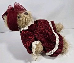 Russ Alexandria Jointed Plush Bear Red Velvet Dress And Hat 12”