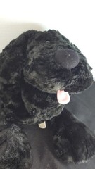 VTG 1990’s Chosun Laying Floppy Dog Black Plush Pink Tongue Stuffed Toy Puppy