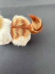 Vtg Real Rabbit FUR Kitty CAT Kitten Stuffed Animal Glass Eyes Felted Tri-color