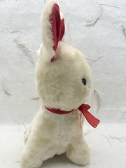 Vintage 1950’s Atlanta Novelty 11” Plush White Red Mouse Mohair & Front Tag RARE