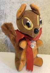 6″ Squirrel Plush Toy *Felt Eyes Fluffy Tail No Tags VINTAGE SEE DESCRIPTION