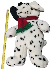 Vtg Commonwealth Dalmatian Dog Plush Black White 18” Red Scarf Christmas 1996