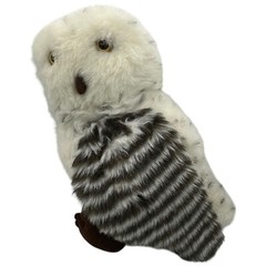 A & A Plush Inc Aurora Snowy Owl Realistic Stuffed Plush White Brown Yellow Eyes