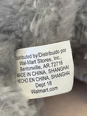 Walmart Shaggy Gray Teddy Bear w/ Red Heart Bow Valentine’s Day Love Plush Toy