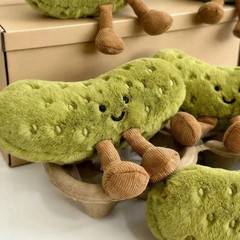 15cm Amusable Green Sour Pickle Plush Toy Cute Collectible Soft Stuffed Doll**