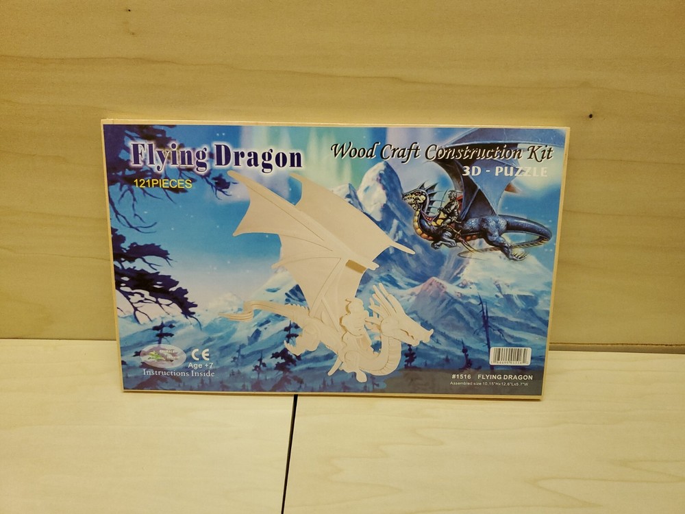 Flying Dragon~Wood Craft Construction Kit~ 3D Puzzle~10.15″H x 12.6″L x 5.7″W