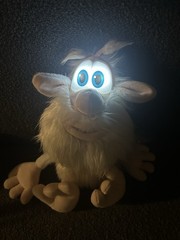 Nightbuddies Booba White Fuzzy Plush Light Up Eyes Nightlight Stuffed Toys