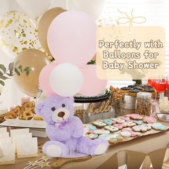 Adorable 3-Pack 14-Inch Teddy Bears in Pink, Purple, White – Baby Shower Decor